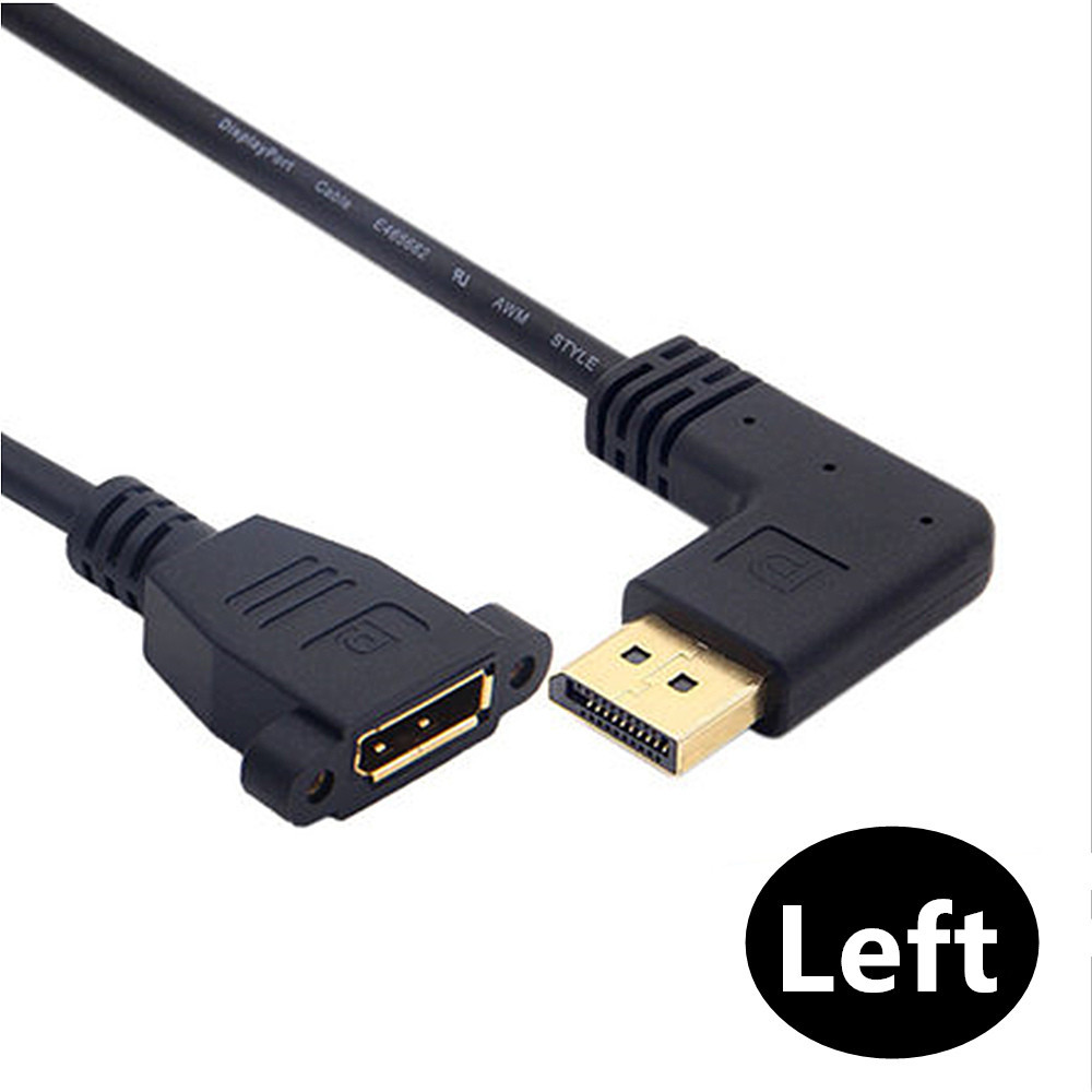 90 Degree Angle Elbow DisplayPort Panel Mount Extension Cable Adapter Corner DP 1.2v Male to Female Cord Socket Screw 2k@144Hz: Yellow