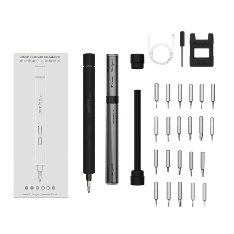 1 Set Mini Elektrische Schroevendraaier Boor Draagbare Draadloze Power Schroevendraaier Kit R9UC: Grey
