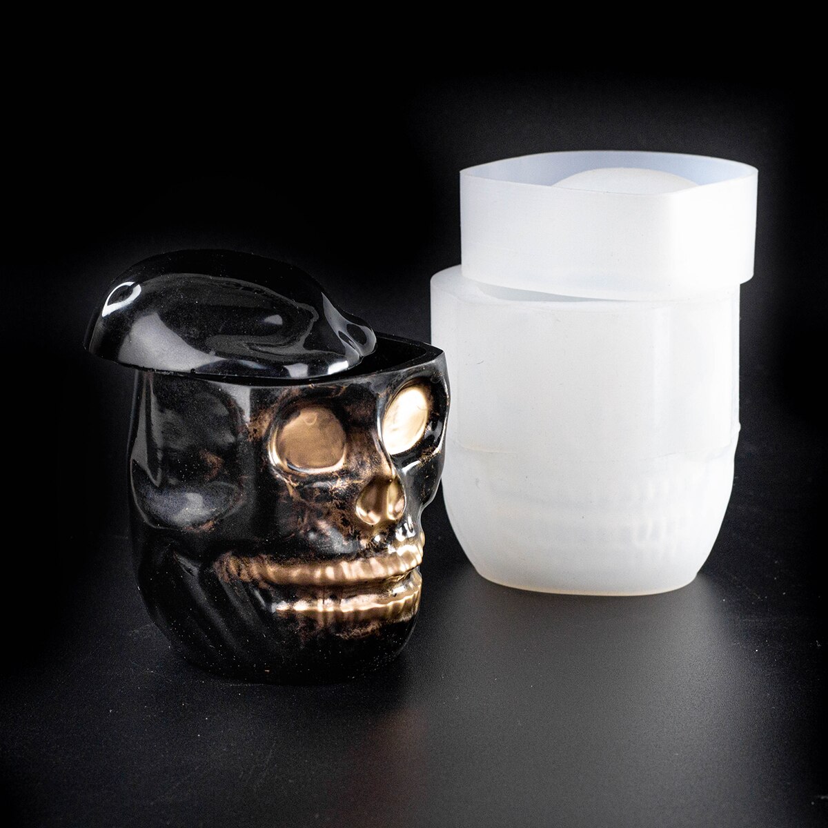 Estilo punk crânio cinzeiro molde de silicone para cinzeiro artesanato diy resina uv moldes cola epoxy diy fazendo encontrar acessórios jóias: skull box