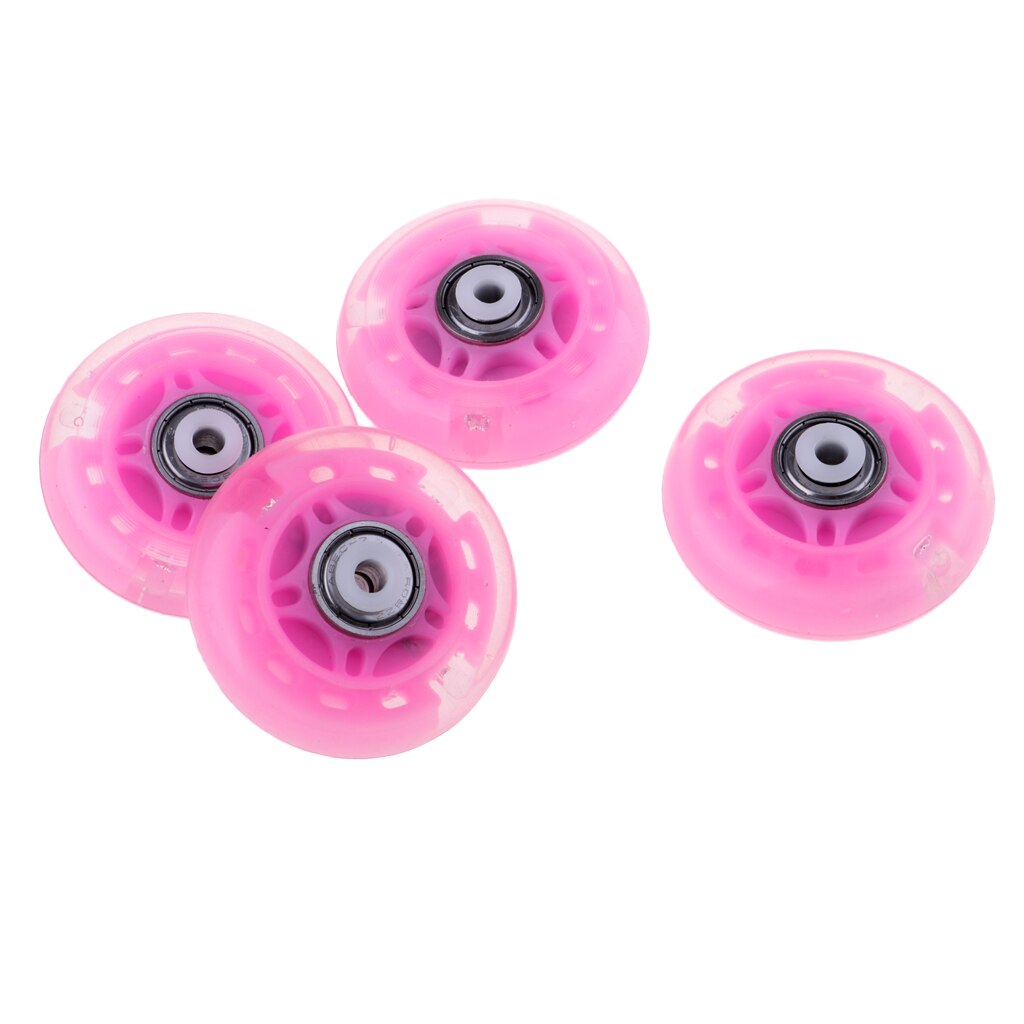 4-Pack 64Mm Inline Skate Wielen Inline Skates Vervanging Wheel Met Lagers Voor Mannen Vrouwen Outdoor Schaatsen Accessoires: Pink