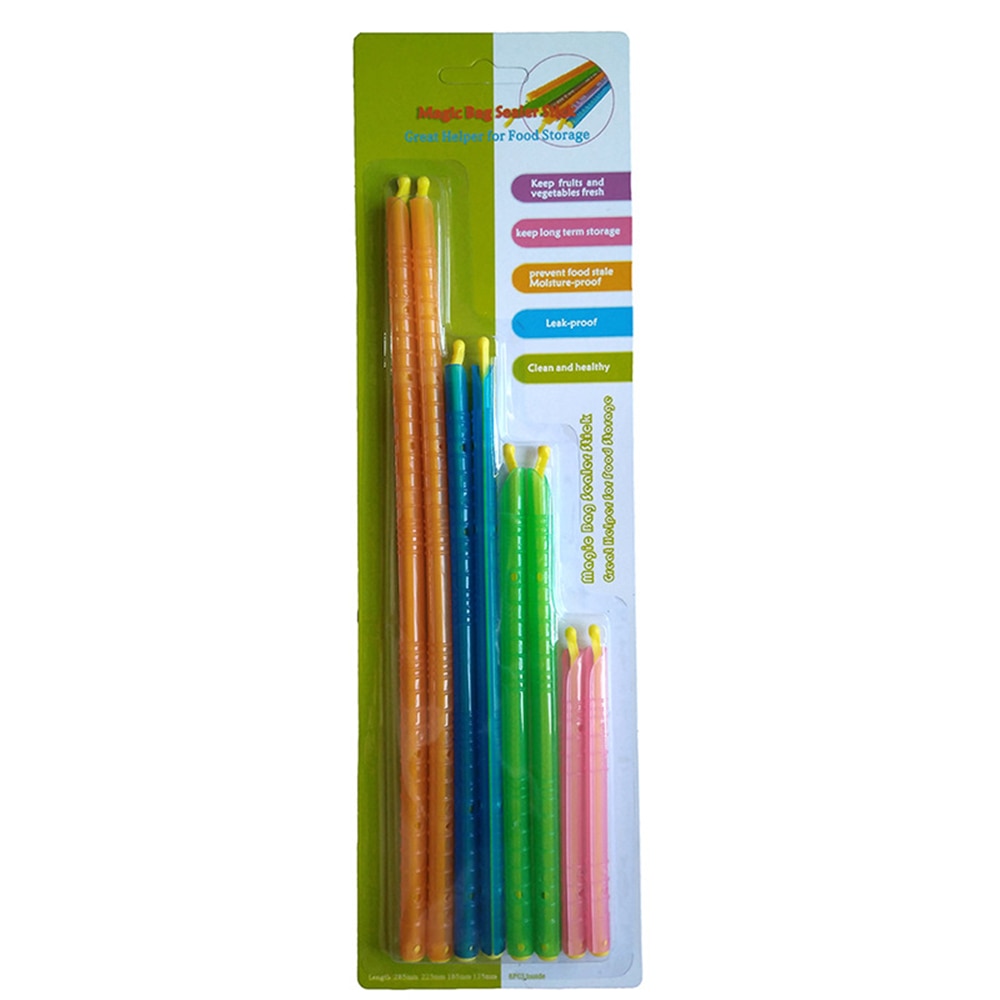 10 pakker magic bag sealer stick anylock kjøleverktøy og utstyr matpose forseglingsklemme fersk lock stick pakking