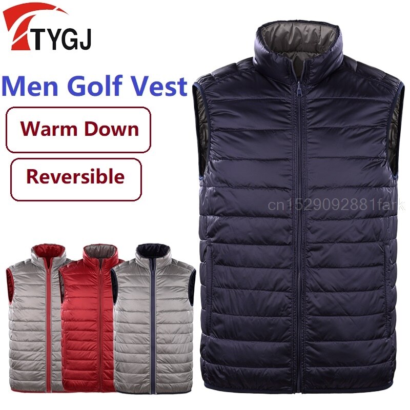 Gilet da golf in cotone ispessito da uomo invernale abbigliamento da golf sportivo reversibile giacca sportiva per il tempo libero gilet leggeri