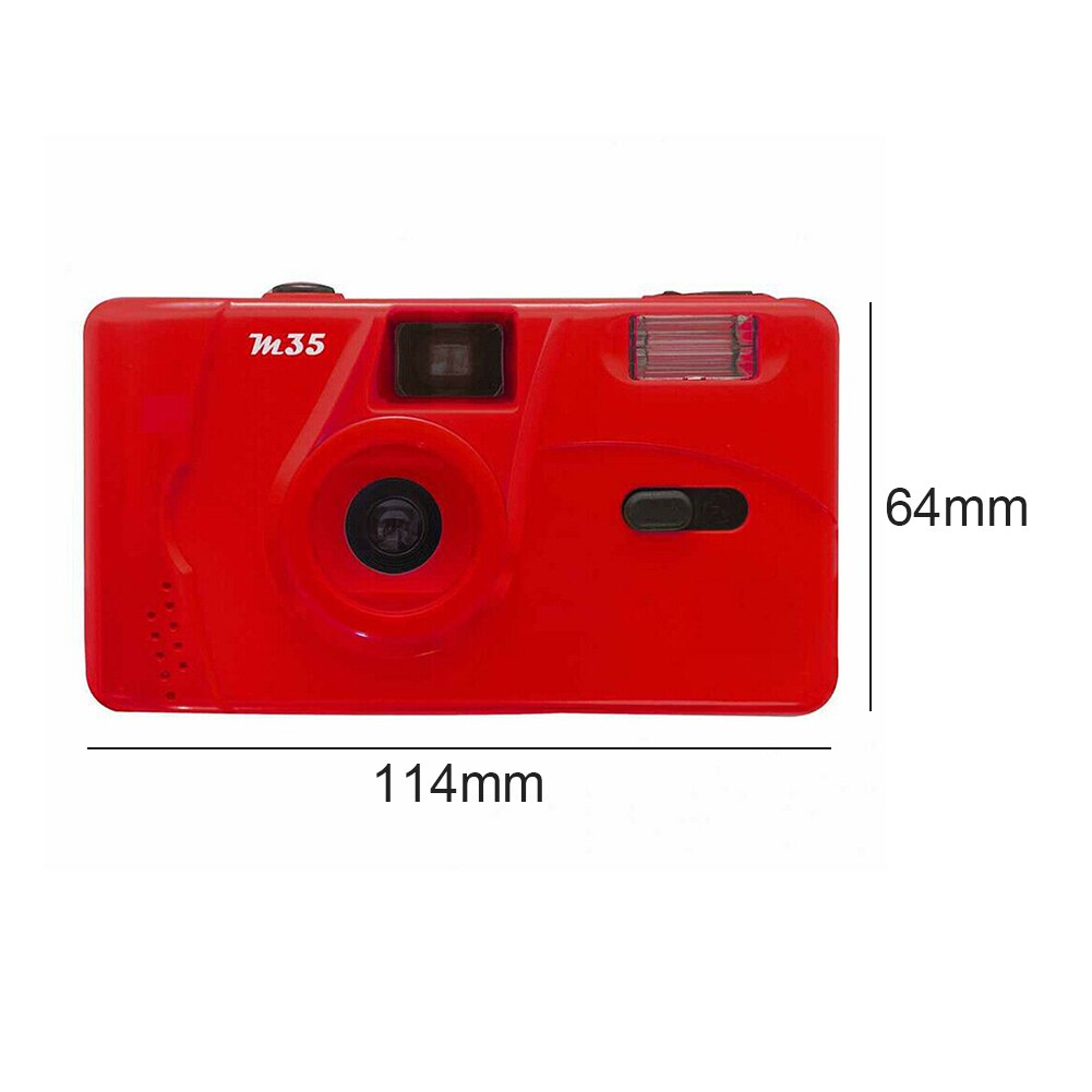 Vintage M35 35mm Manual Film Camera with Flash Function Reusable Non-Disposable Retro Film Machine Reusable Film Camera: Red