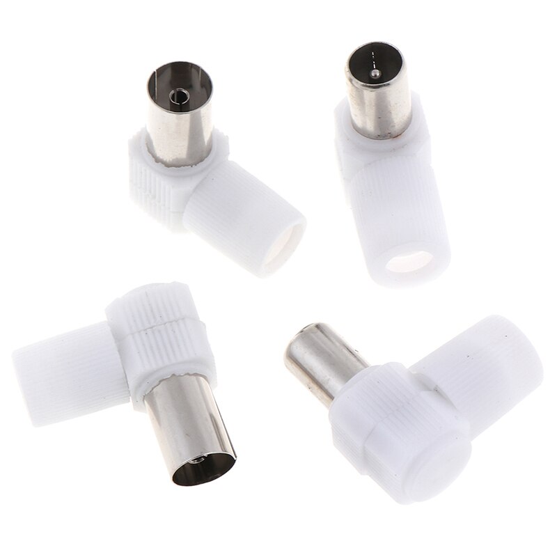 2 Pairs Practical 90 Degrees Male And Female TV Plug For Antennas TV Coaxial Male Plugs Adapter Right Angle Antennas Connectors