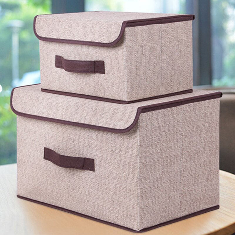 Storage Boxes with Lids No Smell Polyester Fabric Clear Storage Baskets Containers Bins With Double Cover Organizer