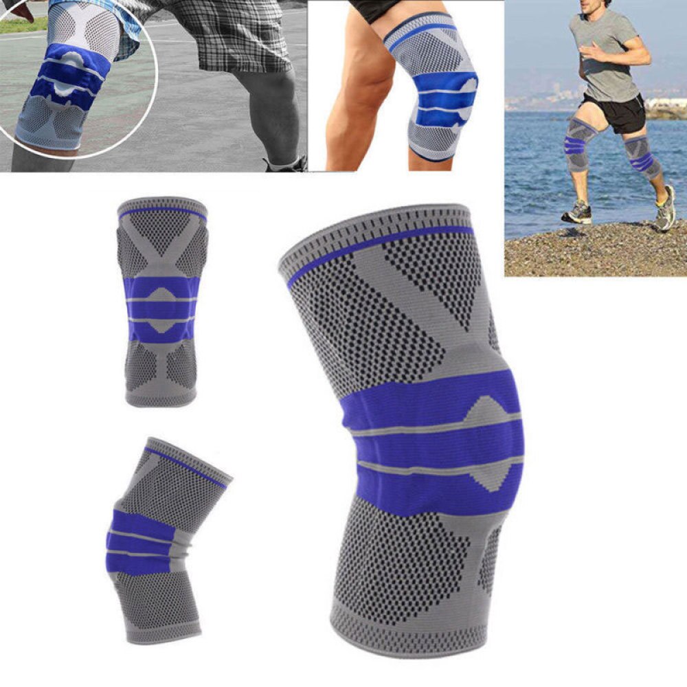 Enkele Fitness Hardlopen Fietsen Knie Ondersteuning Braces Elastische Nylon Sport Knie Pad Sleeve-Sized M (Grijs)