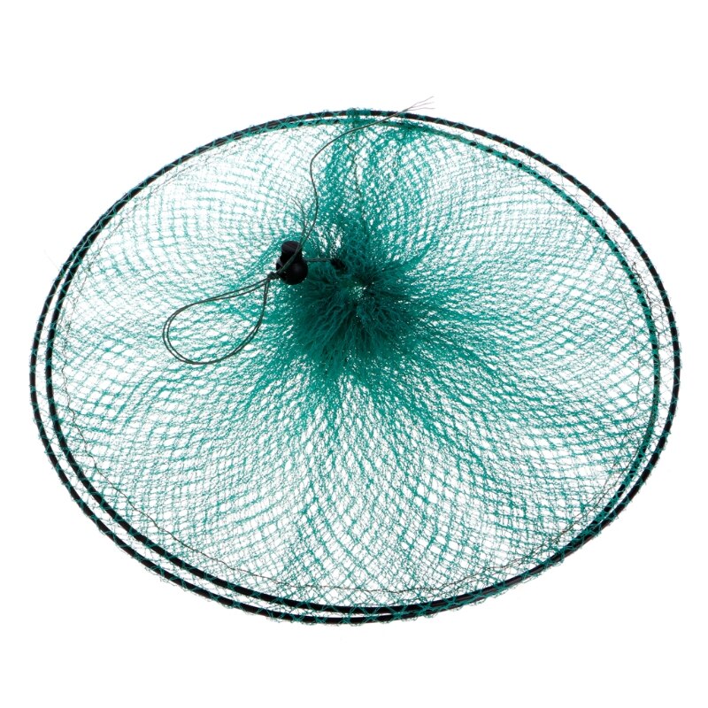 Folding Round Metal Frame Nylon Mesh Crab Crawdad Shrimp Minnow Bait Trap Cast Fish Net Fishing Landing Tackle accessory tool