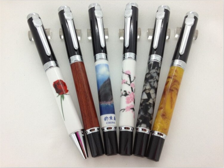 JINHAO-stylo à fontaine en porcelaine blanche, 18 KGP, plume en fleur de prunier rose, 8126