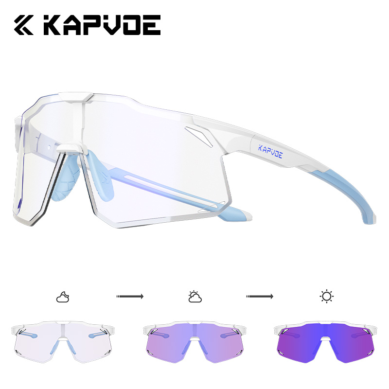 KAPVOE, gafas fotocromáticas para ciclismo para hombre, gafas para ciclismo UV400, gafas para bicicleta, gafas deportivas para exteriores MTB para mujer, gafas para bicicleta: Oro