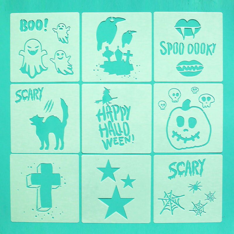18 kpl halloween-kerrosstensiilit tarramaalaus scrapbookingiin/paperi-diy-korttien teko/kankaiden kakkukoristeiden ompelu