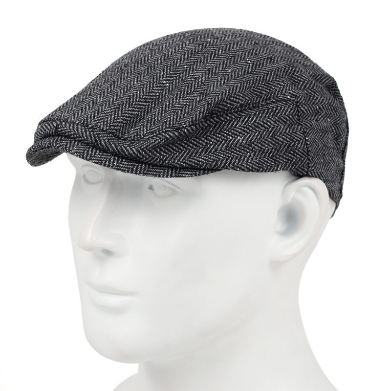 Karaktergitter stil baret hatte udendørs vindtæt kold hat mænds og kvinders universelle kasket bomuld varme kasketter: Mørkegrå