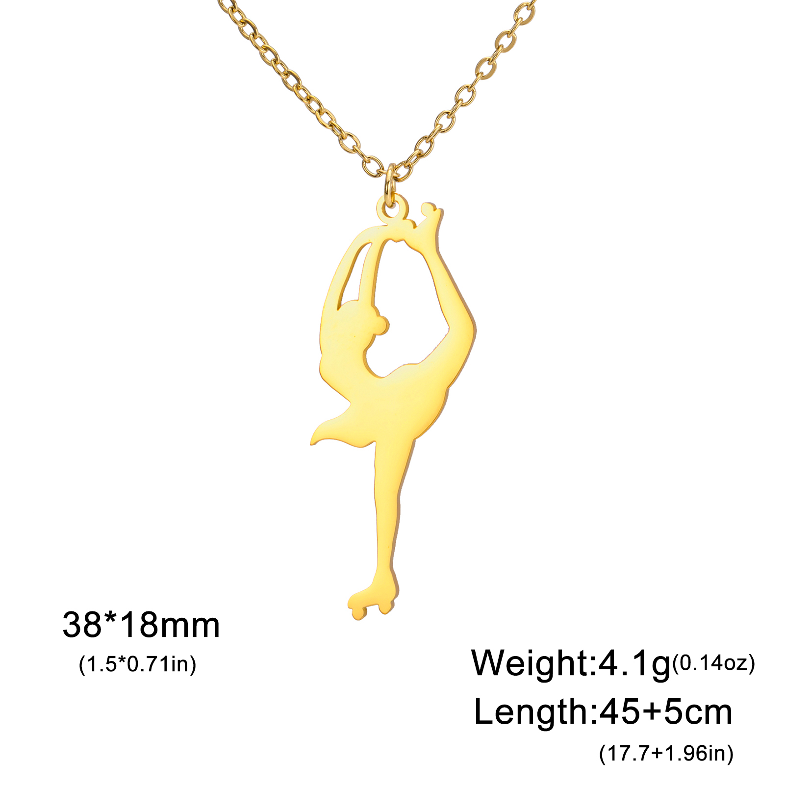 Unift Figure Ice Skater Necklace for Women Daughter Stainless Steel Roller Skating Sport Artistic Skating Girl Jewelry Trendy: Pure Gold Color