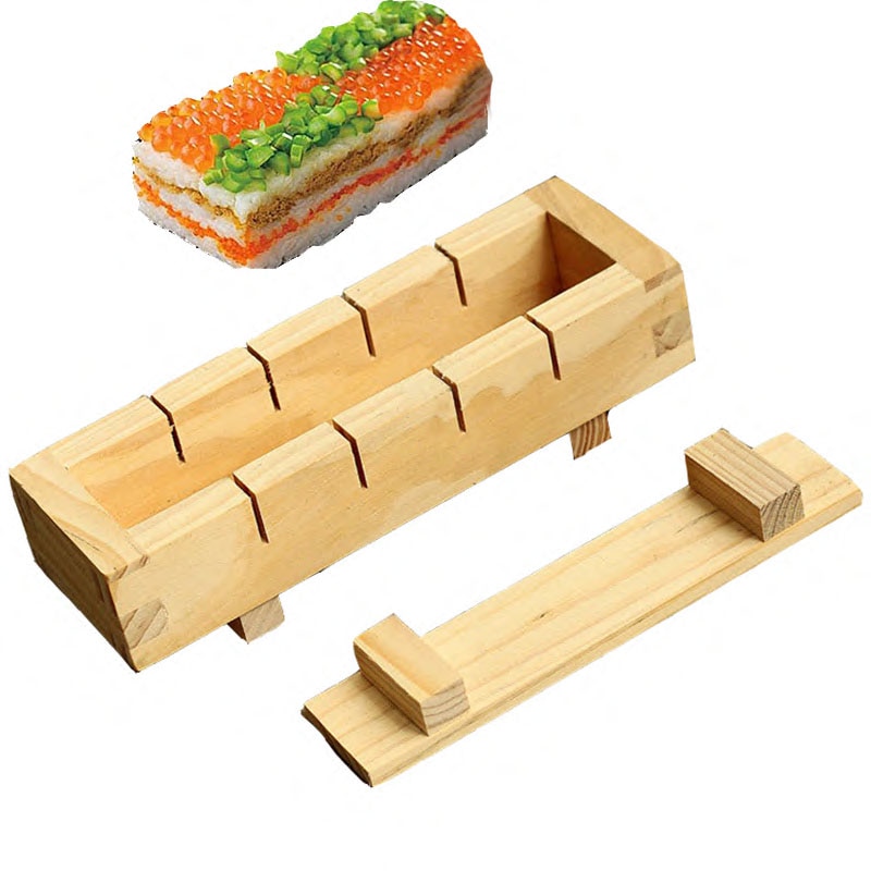 Kit de hacer Sushi, molde de madera para arroz, rollo de comida japonesa, formas de Onigiri, utensilios de cocina DIY
