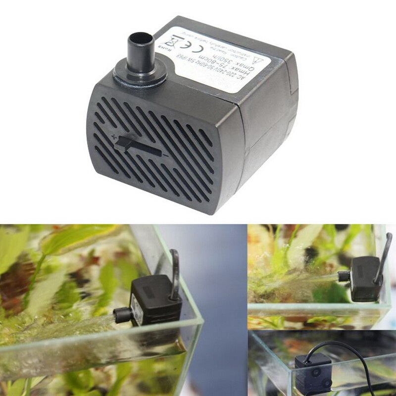 Submersible Pump Quiet Water Pump Fountain Pump with Power Cord 4 LED Lights Built-in Filter for Fish Tank Pond Aquarium