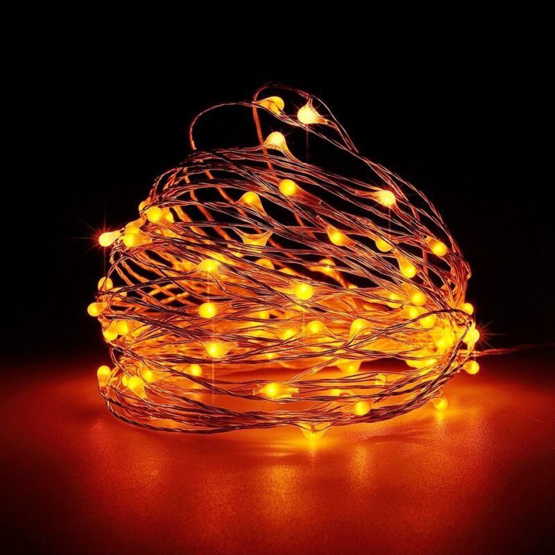 ROPIO 2M/5M LED Copper String Lights AA Battery Operated LED String Fairy Lights Christmas Wedding Party Decoration: Yellow / 5M 50LEDs