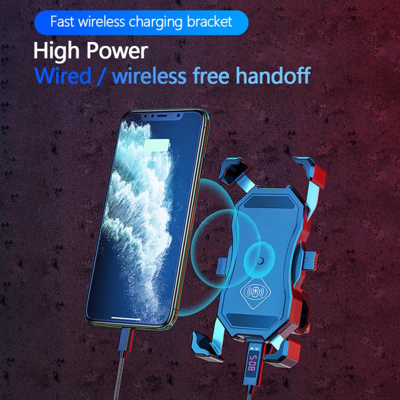 Motorcycle Wireless Charger for iPhone 11 Samsung 15W Induction Car Mount Fast Wireless Charging with Car Phone Holder stand