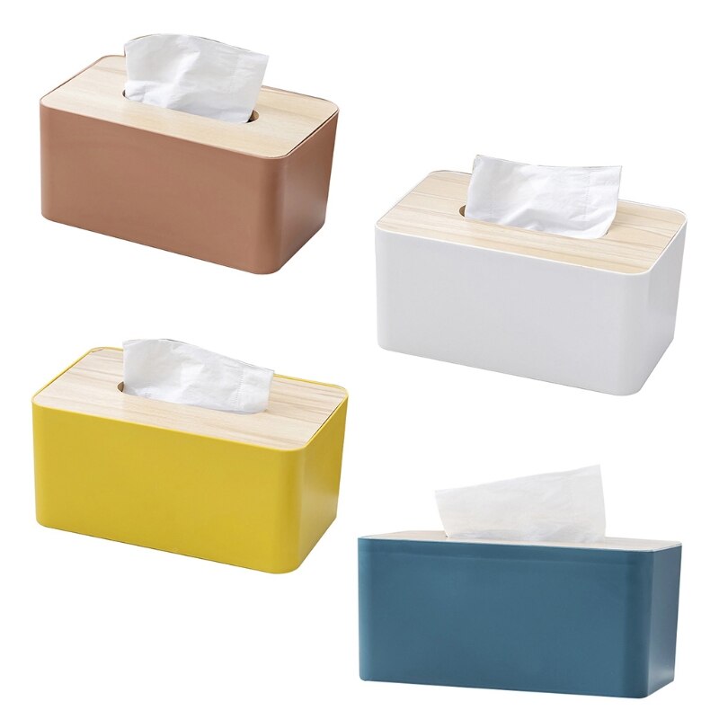 Wooden Tissue Box with Removable Lid Eco-friendly Tissue Container Towel Tissue Paper Holder Napkins Case Living Room