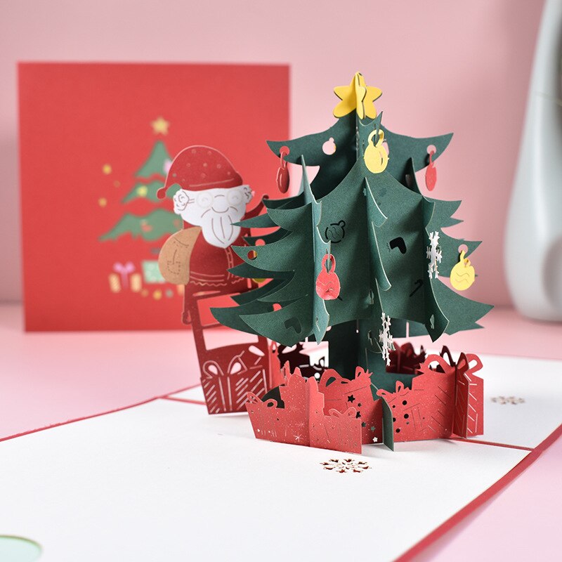 Cartes de Noël 3d, Carte de Voeux 3d Pop-Up pour Noël, Carte Pop
