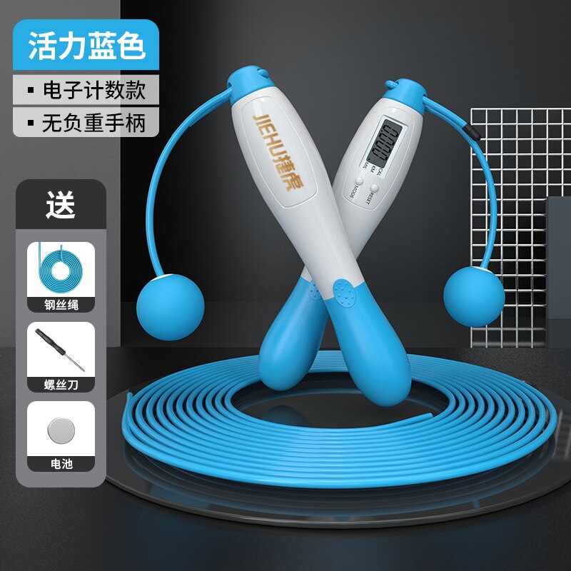 Draadloze Kabel Springtouw Roze Pvc Sport Smart Springtouw Met Teller Workout Pesi Palestra Draagbare Fitnessapparatuur BD50YY: Vitality Blue