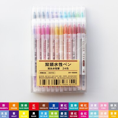 12/24 pcs Fine Line Drawing Pen For Manga Cartoon Advertising Water Color Gel Pens Stationery Office School Supplies: 24 colors