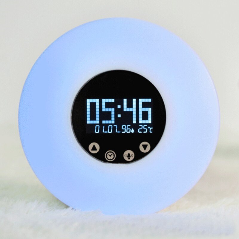 Zonsopgang Wakker Wekker LED Light Glimlach FM Radio Digitale Wekker Touch Sensor Ochtend Wakker Klok USB AAA Aangedreven