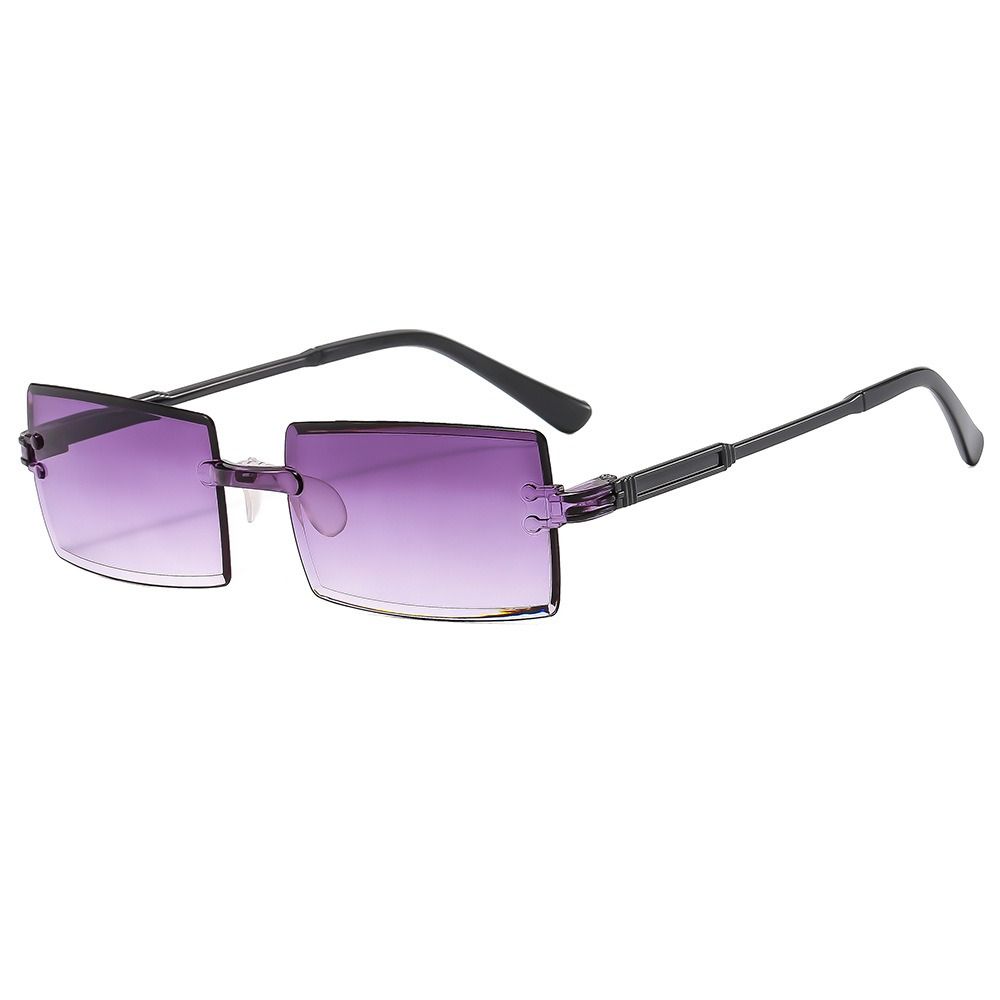 Gafas de sol sin montura a la , protección UV para hombres y mujeres, gafas de sol rectangulares sin marco a la , gafas de viaje de verano: Blanco