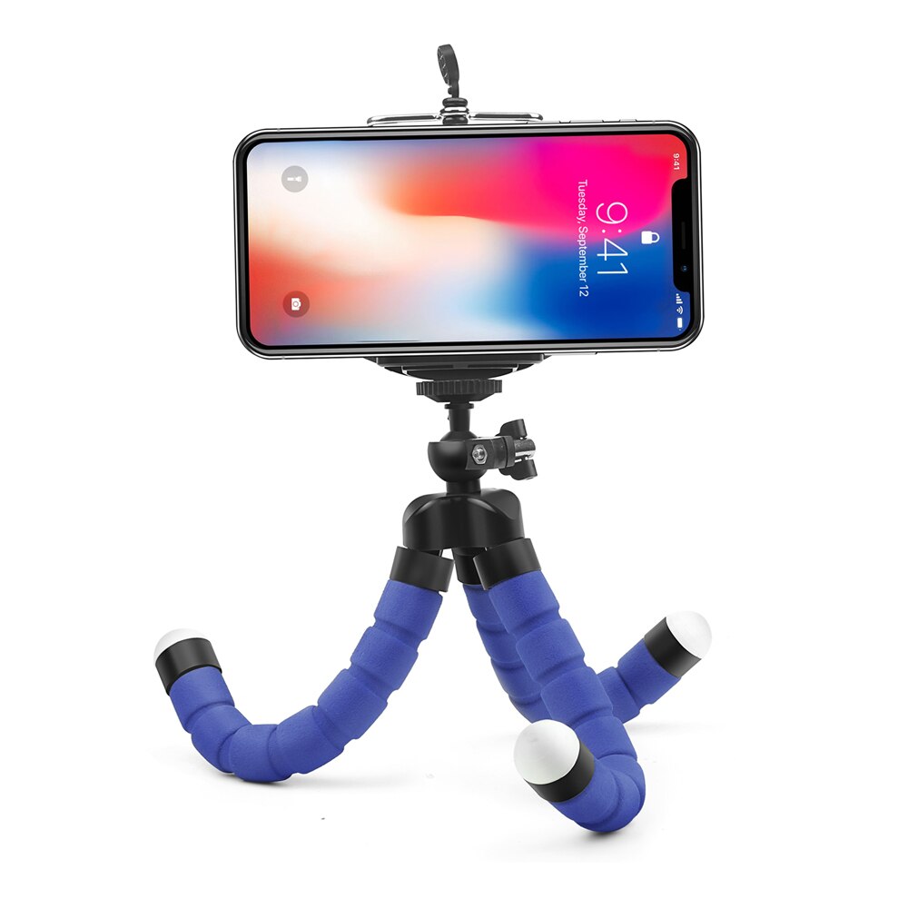 Universal Smartphone Adjustable Mini Flexible Sponge 0ctopus Tripod Portable Stand Mobile Phone Holder For Iphone tripe celular: Blue