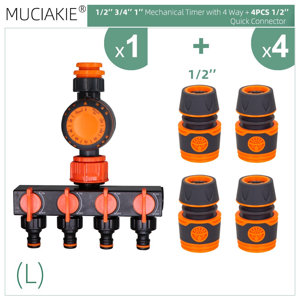 Garden Mechanical Watering Timer Drip Irrigation System 120minutes Manual Controller Home Potted Plants Greenhouse Sprinkling: L