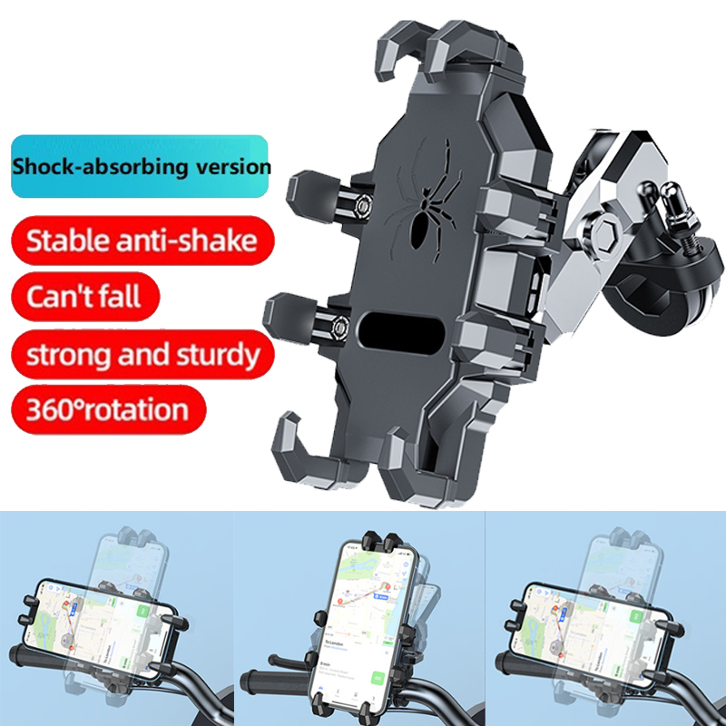 Upgraded Motorcycle Aluminum Anti-Vibration Phone Holder Handlebar Phone Holder Motorcycle Scooter ATV For 4.7''-7.2'' Phones