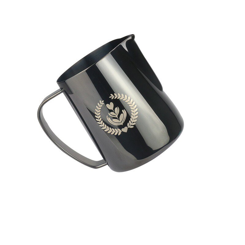 Edelstahl Milchschaum Topf, Milchschaum Tasse Kaffee Topf, latte Kunst Tasse Kaffee Cappuccino Mehrfarbig 350ml / 600ml: Schwarz / 350ml