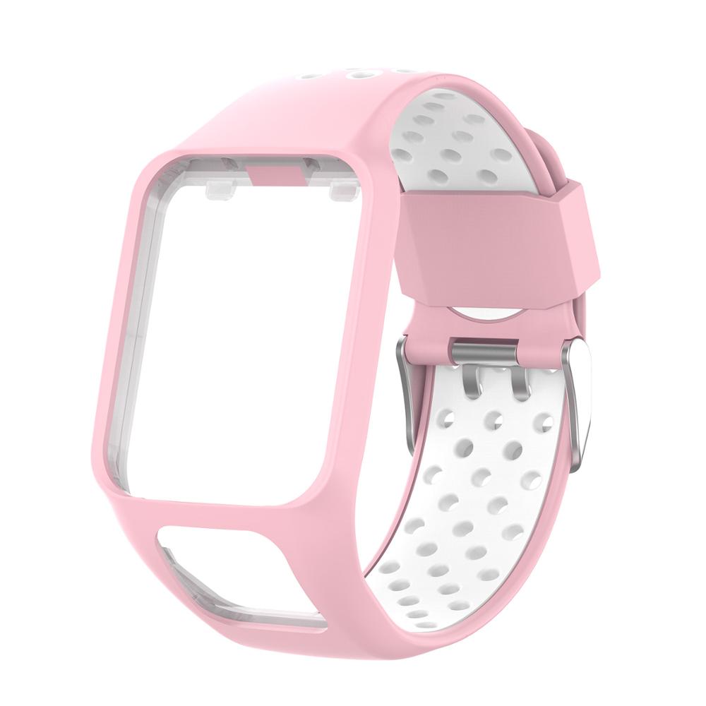 Wrist Band Strap for TomTom 2 3 Runner Spark Music Replacement Bracelet Soft Watchband Silicone Belt Watch Bracelet Accessory: Pink-White