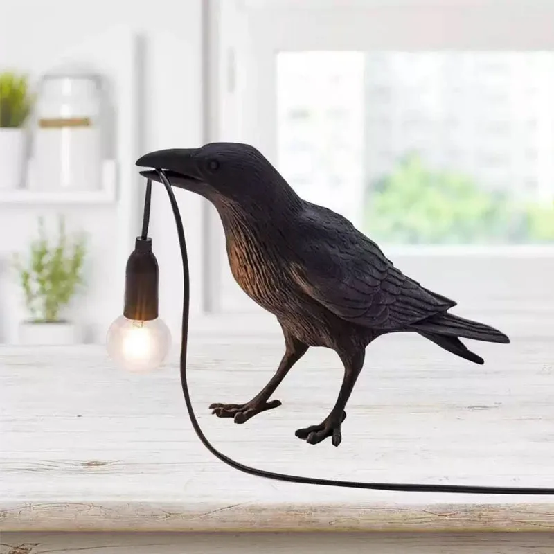 Nordic Lucky Bird Table Lamp Bedroom Bedside Living Room Table Lights Resin Animal Lively Home Decor Lighting Fixture