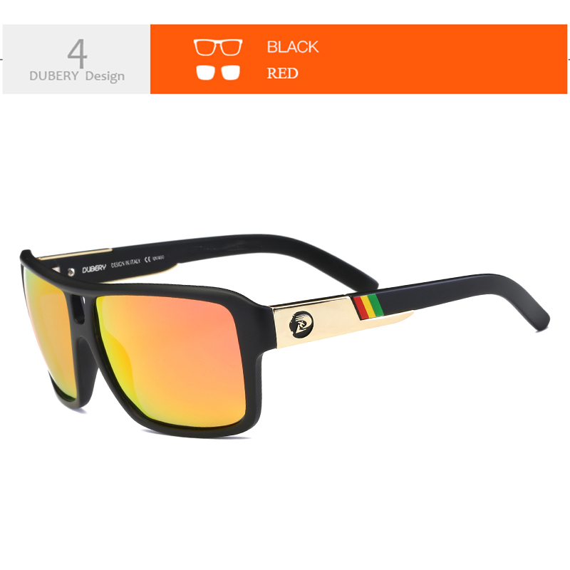 DUBERY Gafas de sol polarizadas con protección UV400 para hombres y mujeres, 10 colores, modelo 008: Rojo