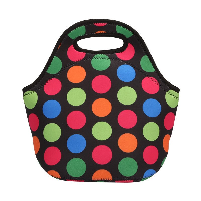 Portable Lunch Bag Waterproof for Women Kids Men Cooler Lunch Box thermal for food Outdoor Bento bags lonchera Insulated sac: Colorful circle