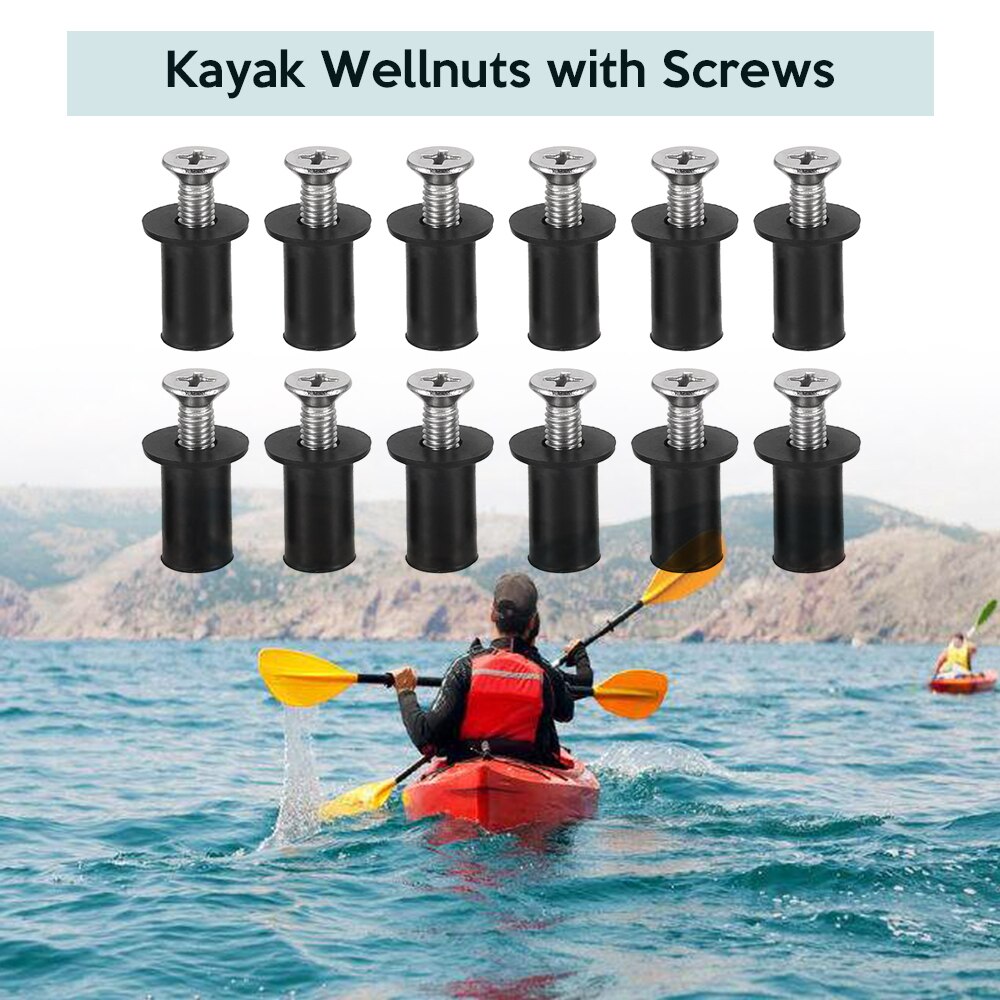 12 PCS Kayak Well Nuts Blind Fastener Windscreen Rivet Fishing Kayak Canoe Boat Marine with Screw M4/M5/M6 Well Nut