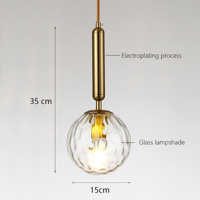 Nordiske led pendellamper glaskugle til soveværelse bar pendel iluminação sort guld globe hanglamp moderne pendel loftslampe