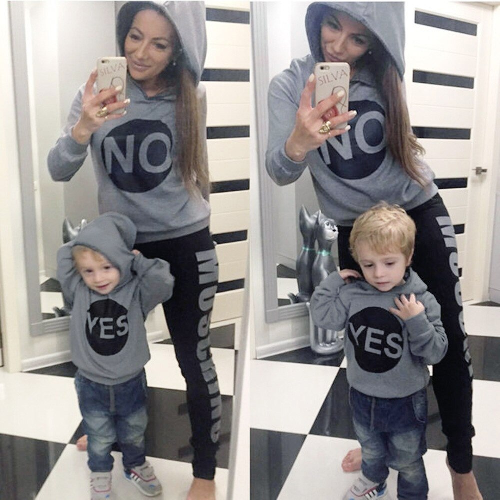 Kinderen Sweatshirt Hoodie Mode Lange Mouwen Brief Print Hooded Sweater Causale Familie Kleding Sudadera Mujer #2D30