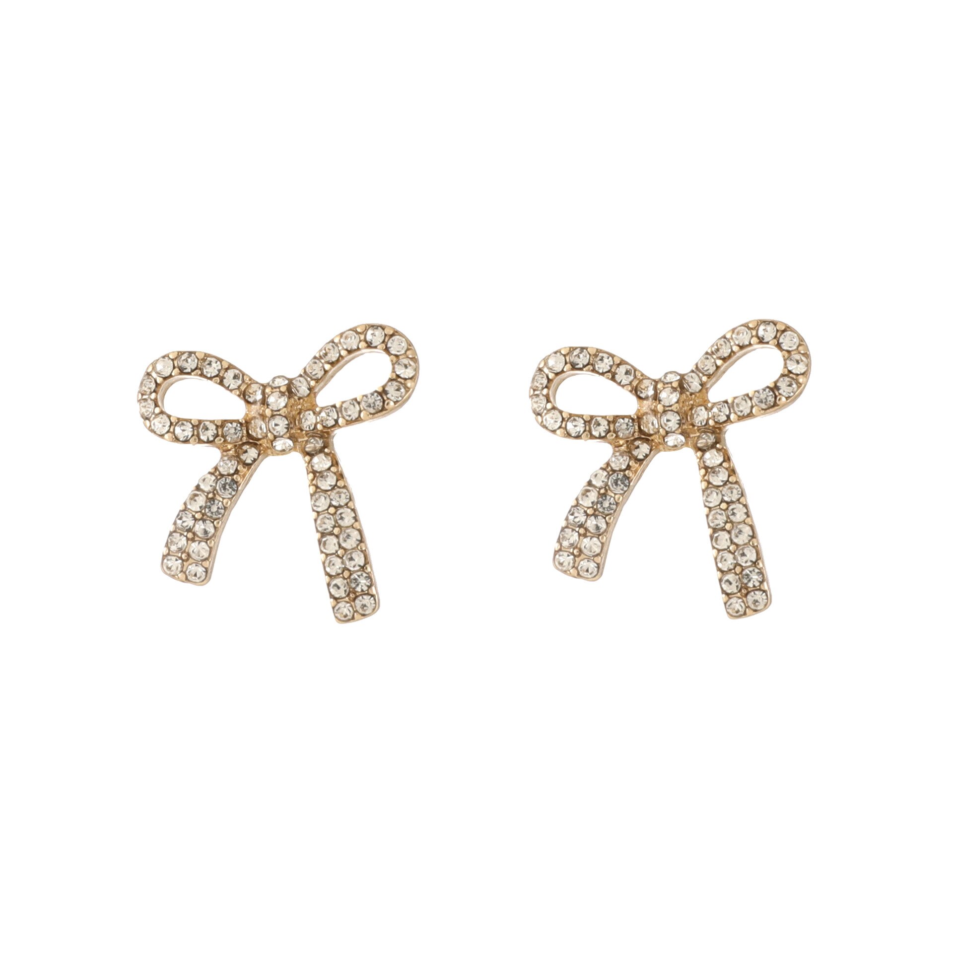 Pendientes de lazo anudado hueco a la coreana para mujer, aretes brillantes con diamantes de imitación, pajarita de cristal, aretes elegantes, de joyería