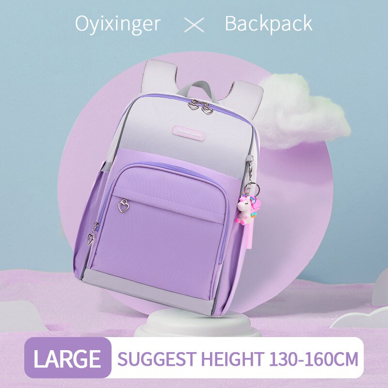 OYIXINGER Nylon Rucksack Atmungs Schul Für Primäbetreffend Studenten freundlicher Wasserdichte Junge Für Teenager Mädchen Patchwork Rucksack: groß Violett