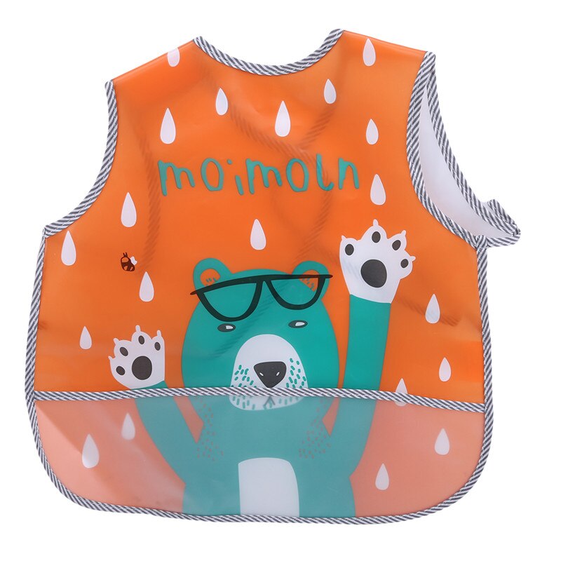 Del Fumetto Del bambino Impermeabile Grembiule anti-vestito EVA Pratico Bavaglino Tridimensionale Mangiare Vestiti Tasca Asciugamano Acqua: arancia glasses