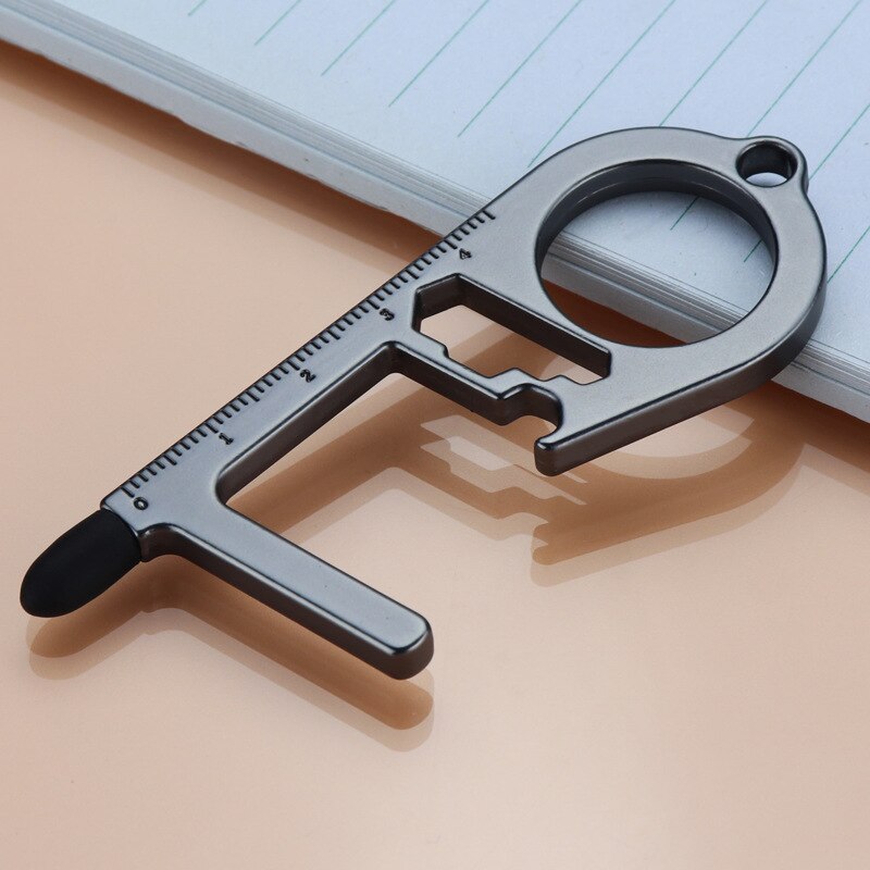 Antimicrobial Key Chain Door Opener Beer Trigger Touch Screen Key Chains Open Door No-Touch Key Press Elevator Tool Hygiene: 2