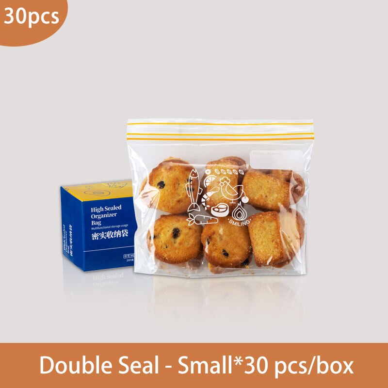 PE Food Storage Bag Leakproof Containers Reusable Stand Up Zip Shut Bag Fresh Bag Food Storage Containers Fresh-keeping Bag: Double seal S