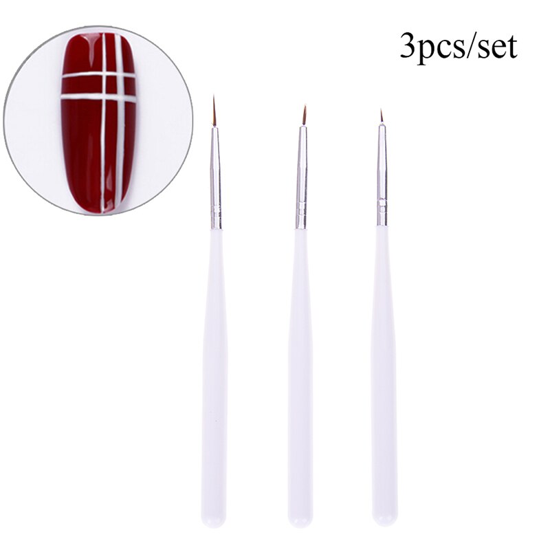 3 unids/set arte de uñas pluma que puntea esmalte de uñas en Gel pintura pluma que puntea herramientas uñas dibujo línea consejos cepillos