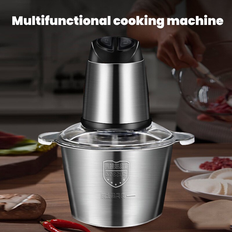 Hachoir à viande électrique automatique 300W, en acier inoxydable, capacité de 2l/3l, hachoir à ail, hachoir de cuisine