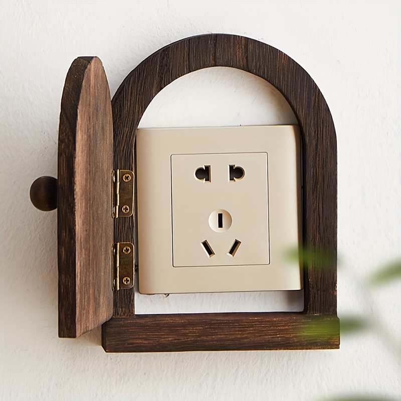 Couvercle de protection pour interrupteur de porte en bois, prise collée, cadre décoratif, boîtier anti-prise électrique, mur moderne, maison créative