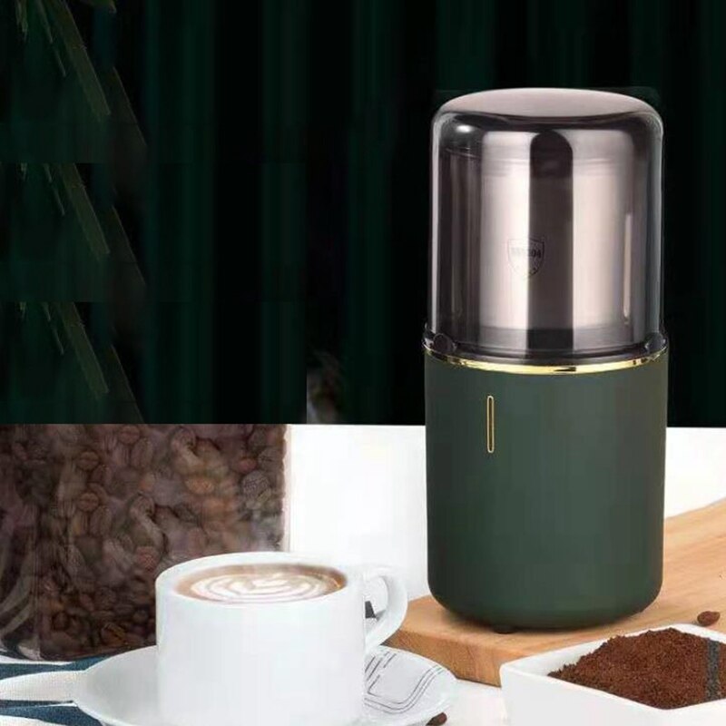 Portable Coffee Grinder Electric Bean Nut Herb Grinder Coffee Beans Multifunctional Coffee Machine for Kitchen,Green