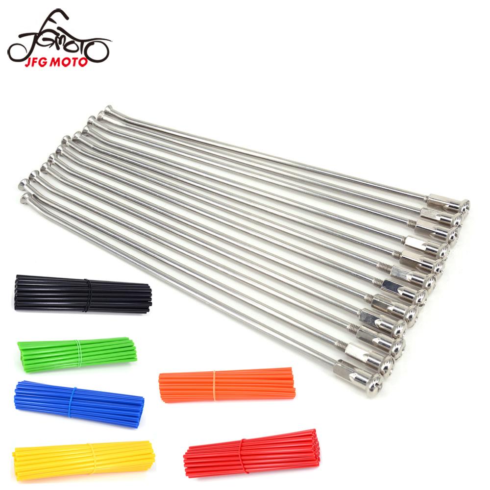 Motorcycle 19" Rear Wheel Stainless Steel Spokes Nipples And Tubes Cover For KAWASAKI KX125 KX250 KX250F KX450F KLX450R KX500 KX