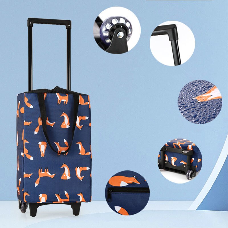 Opvouwbare Boodschappentas Vrouwen Grote Pull Winkelwagen Boodschappentassen Voor Organisator Draagbare Groenten Trolley Tassen Op Wielen De markt