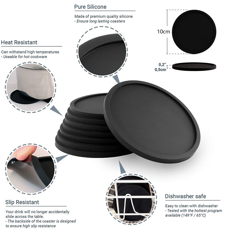 Lot de 8 sous-verres de Table, Protection pour tout Type de Table, bois, granit, verre, pierre à savon, grès, Table en marbre