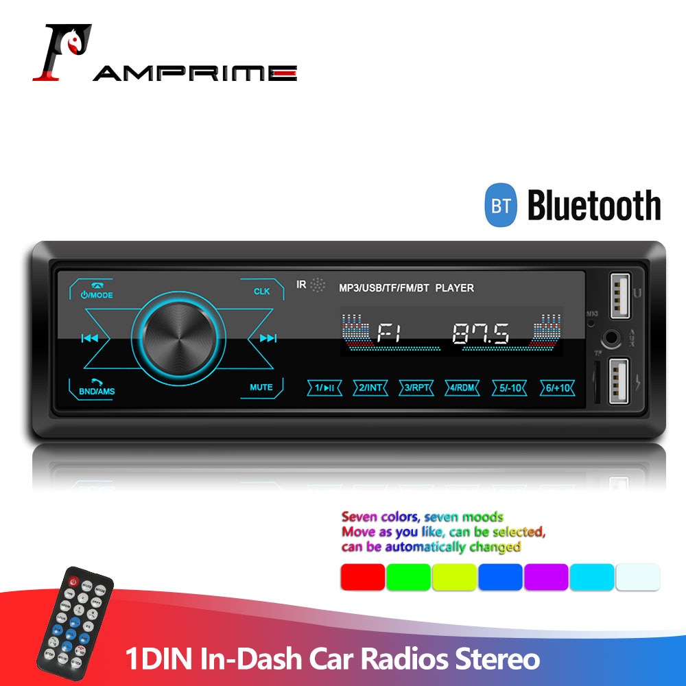 Amprime 1 Din Auto Radio Multimedia Speler Bluetooth Autoradio 1din Auto Stereo 12V Touch Screen Auto Radio Stereo Afstandsbediening controle
